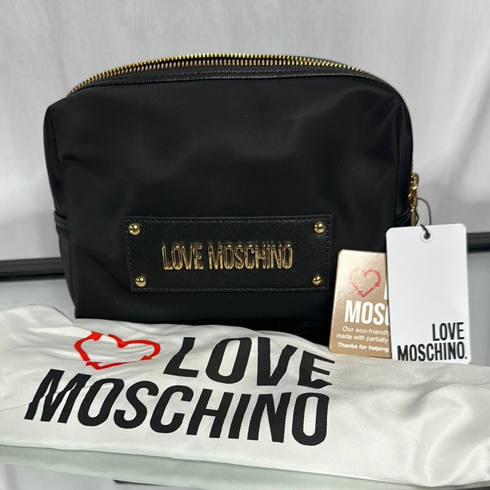 NWT Love Moschino Black and Gold Nylon Bag with dust bag